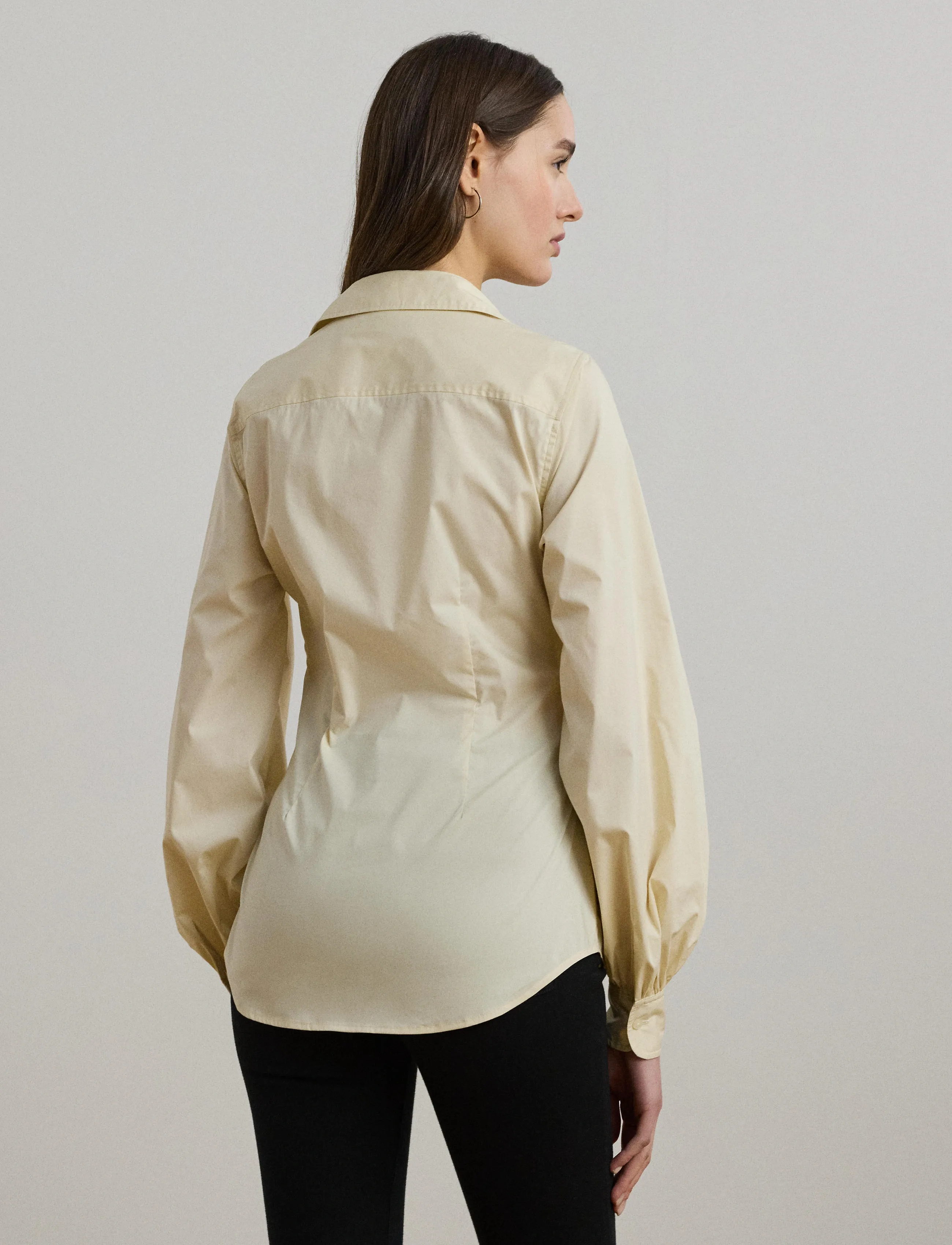 Lauren Ralph Lauren - Tie-Front Cotton-Blend Shirt - langärmlige hemden - ivory beige - 2