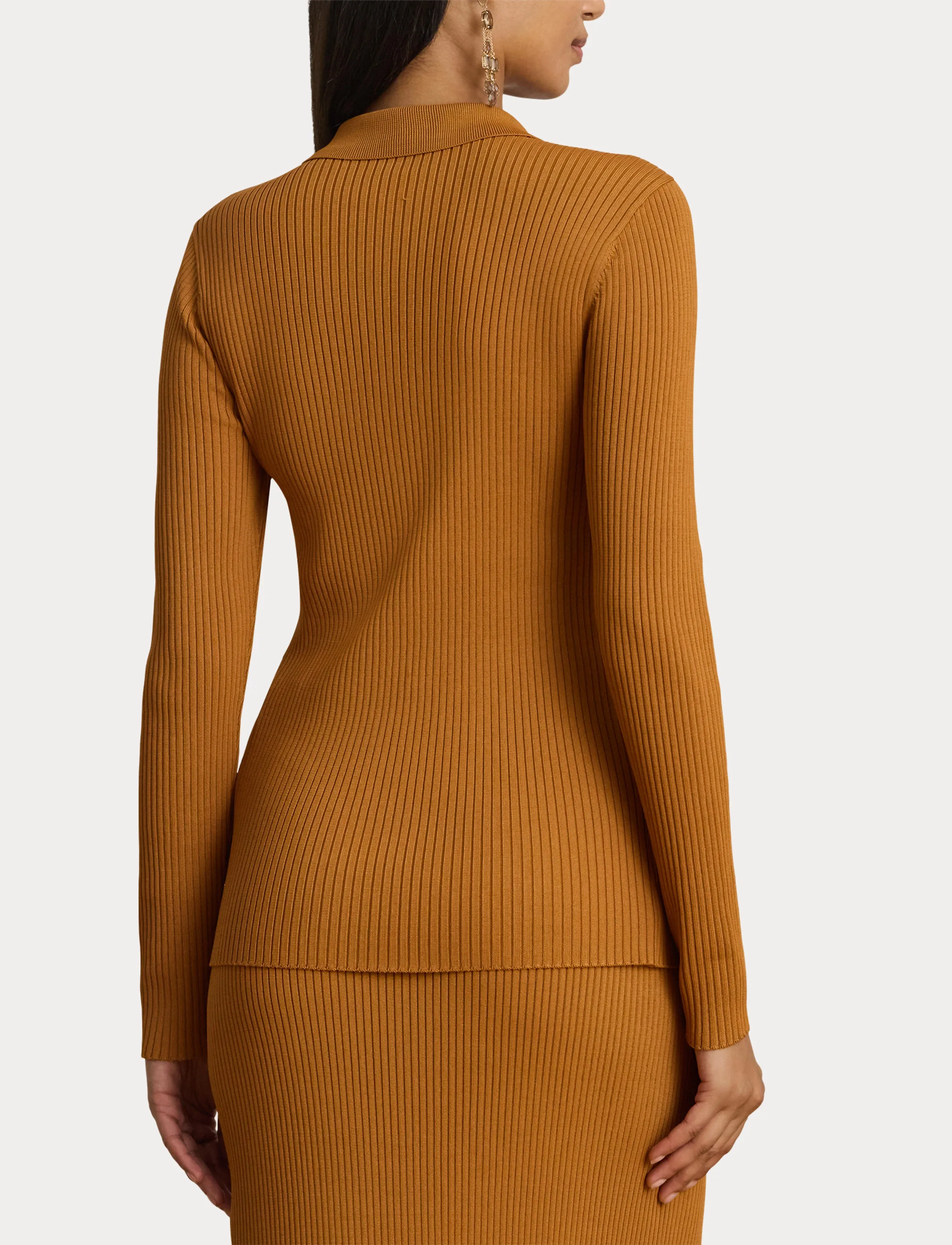 Rib-Knit Long-Sleeve Polo Cardigan 6
