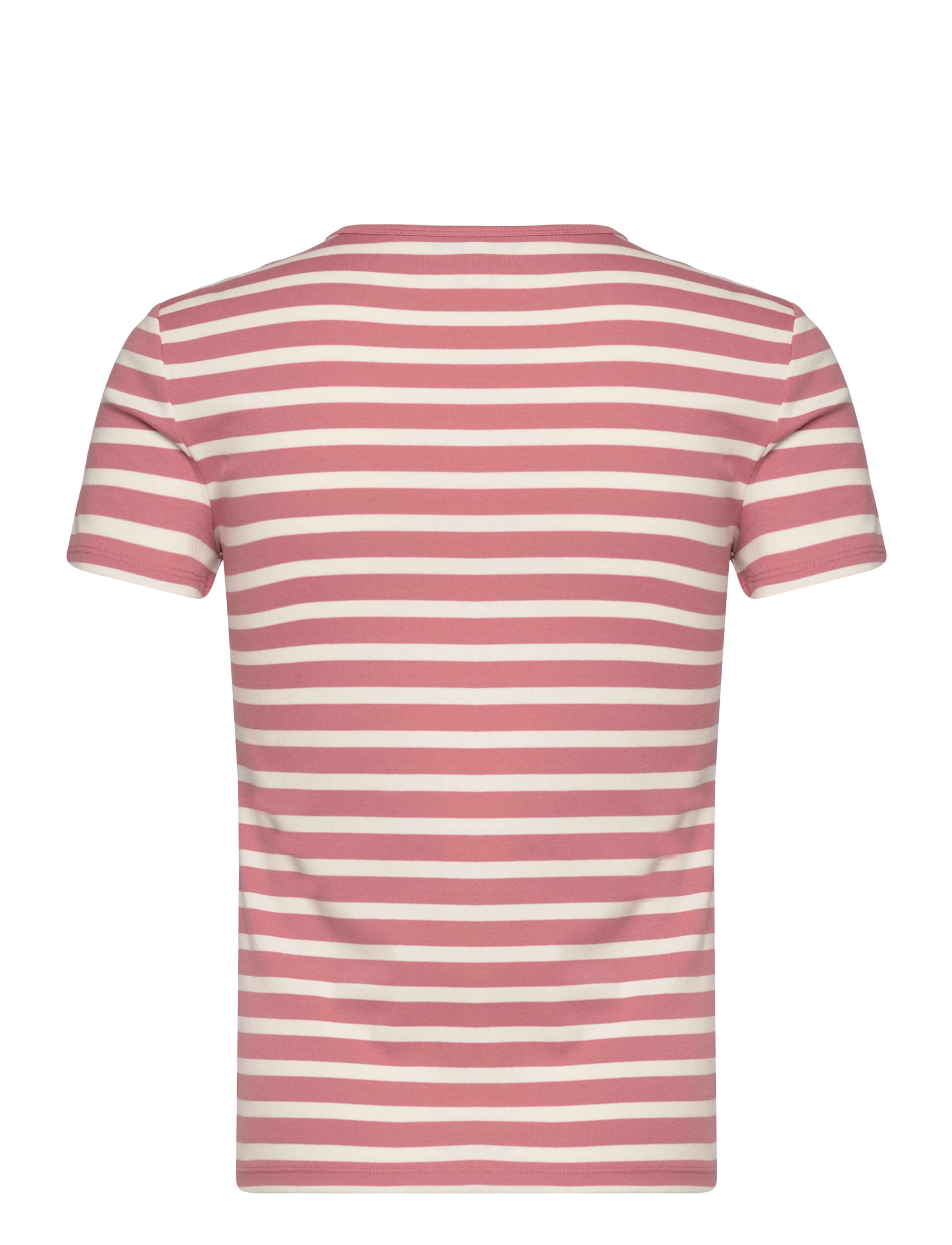 Lauren Ralph Lauren - Striped Stretch Cotton Crewneck Tee - pink mahogany/mas - 1