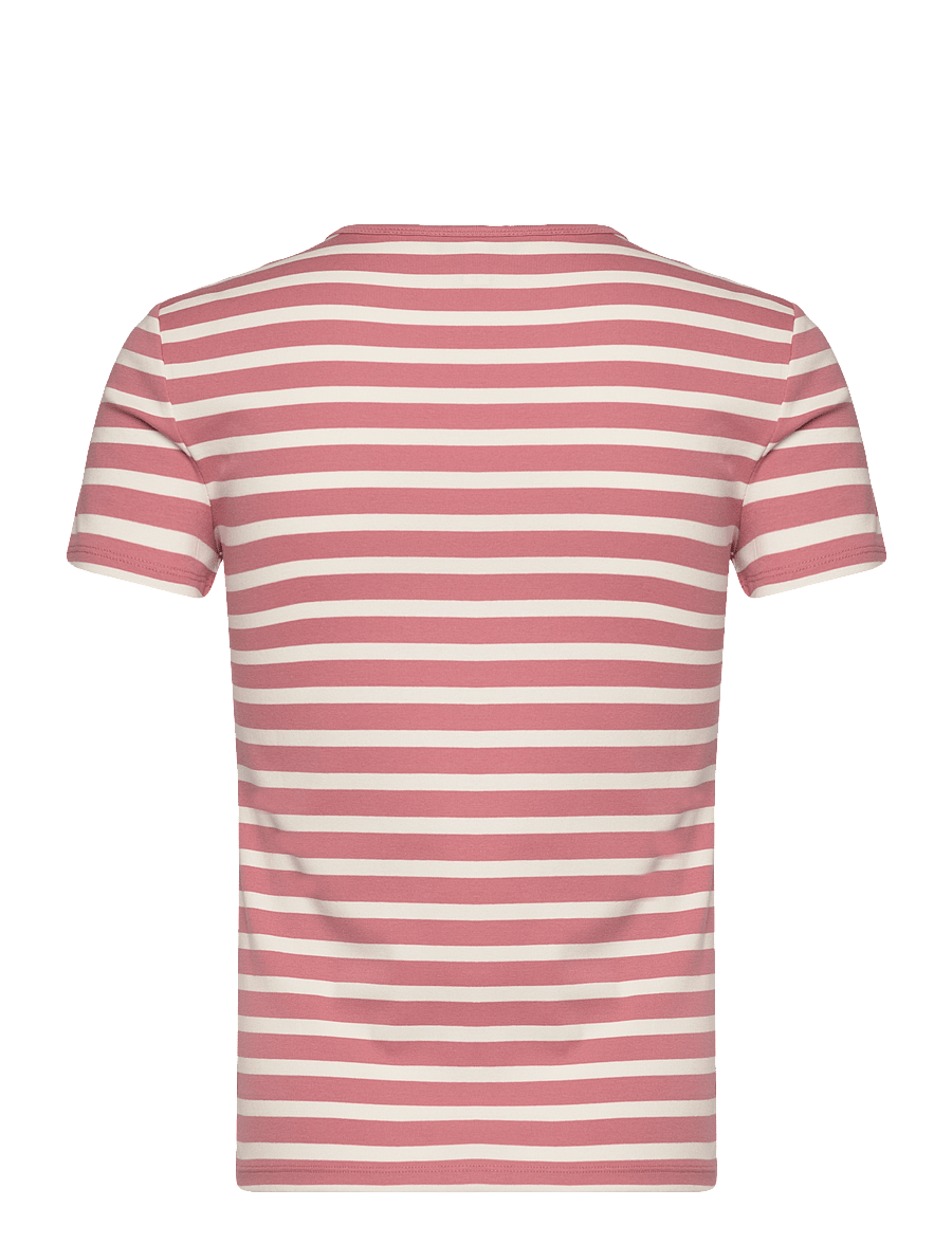 Lauren Ralph Lauren - Striped Stretch Cotton Crewneck Tee - pink mahogany/mas - 1