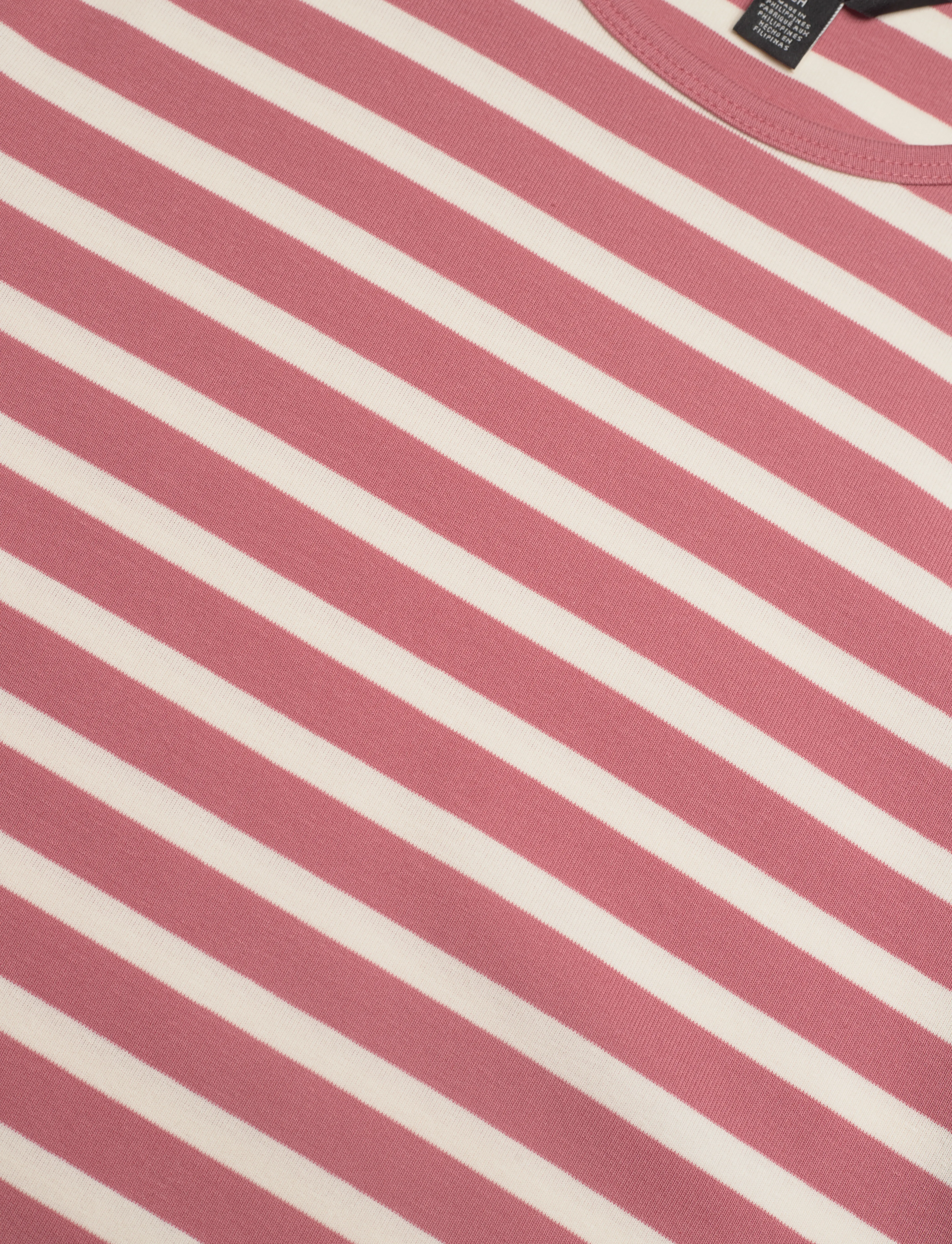 Lauren Ralph Lauren - Striped Stretch Cotton Crewneck Tee - pink mahogany/mas - 2