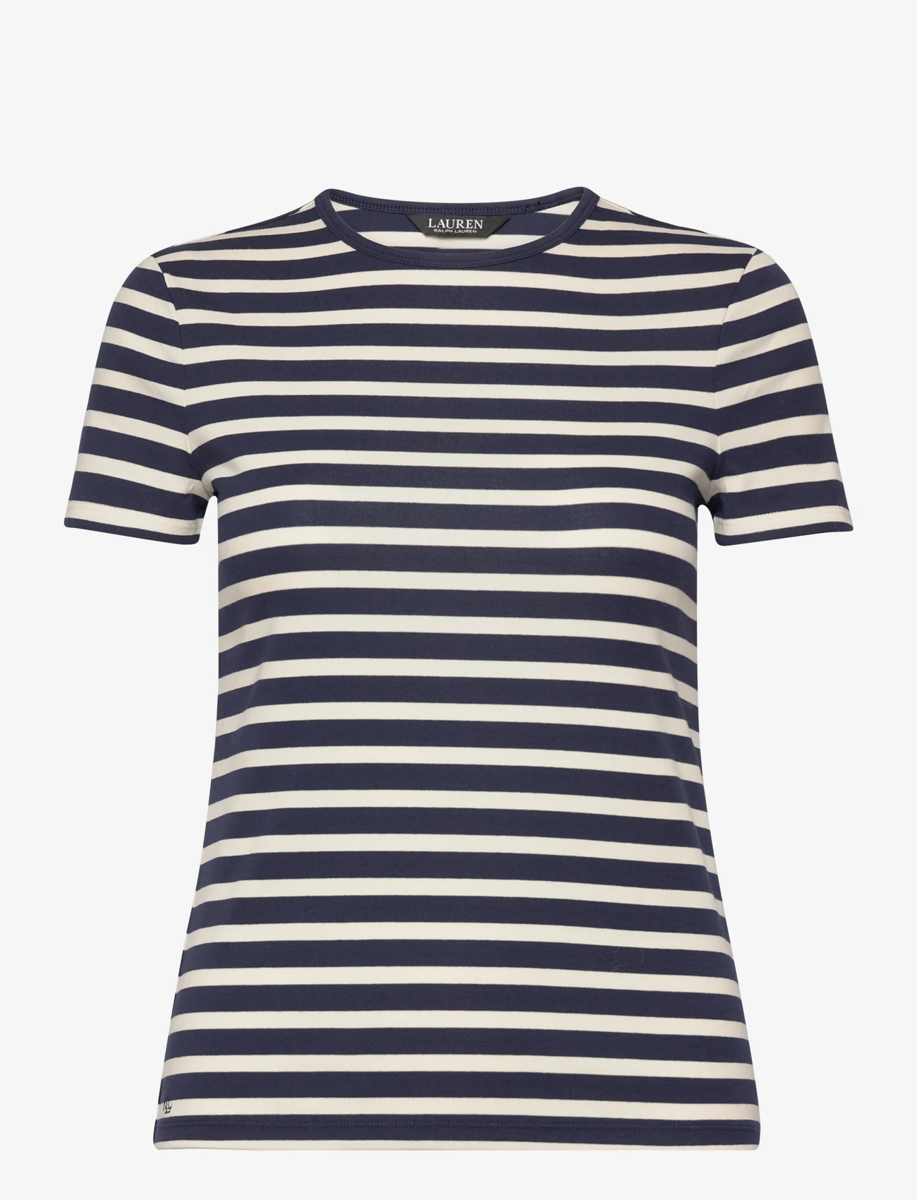 Lauren Ralph Lauren - Striped Stretch Cotton Crewneck Tee - t-shirts - refined navy/masc - 0