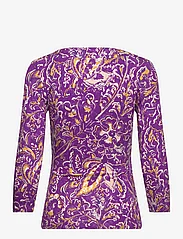 Lauren Ralph Lauren - Print Surplice Jersey Top - langærmede toppe - purple/yellow/cre - 1