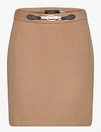 Buckle-Trim Wool-Blend Pencil Skirt - CLASSIC CAMEL