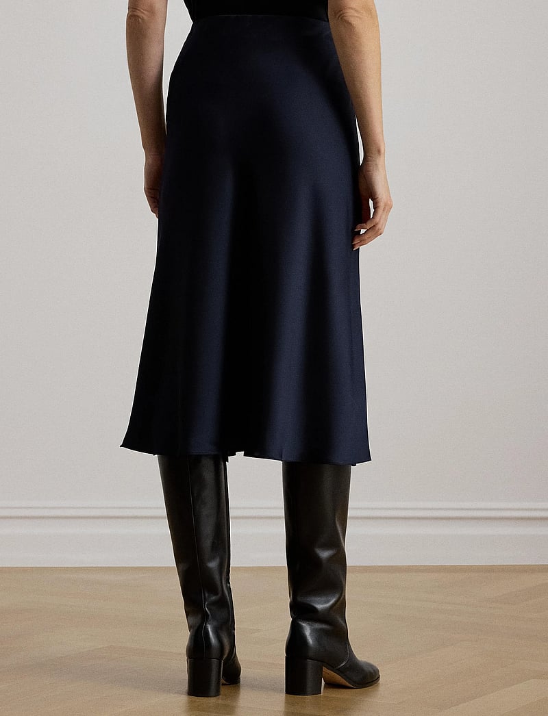 Lauren Ralph Lauren - Satin Charmeuse Midi Skirt - lauren navy - 3