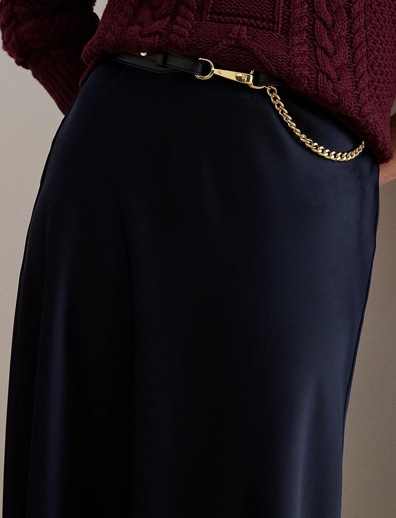 Lauren Ralph Lauren - Satin Charmeuse Midi Skirt - lauren navy - 4