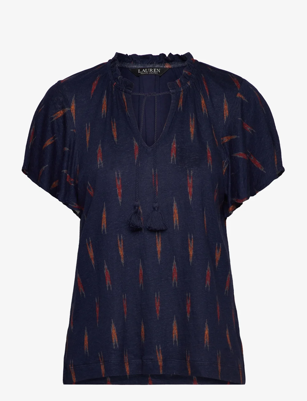 Lauren Ralph Lauren Geo print Jersey Tie neck Top blouses shop at Booztlet