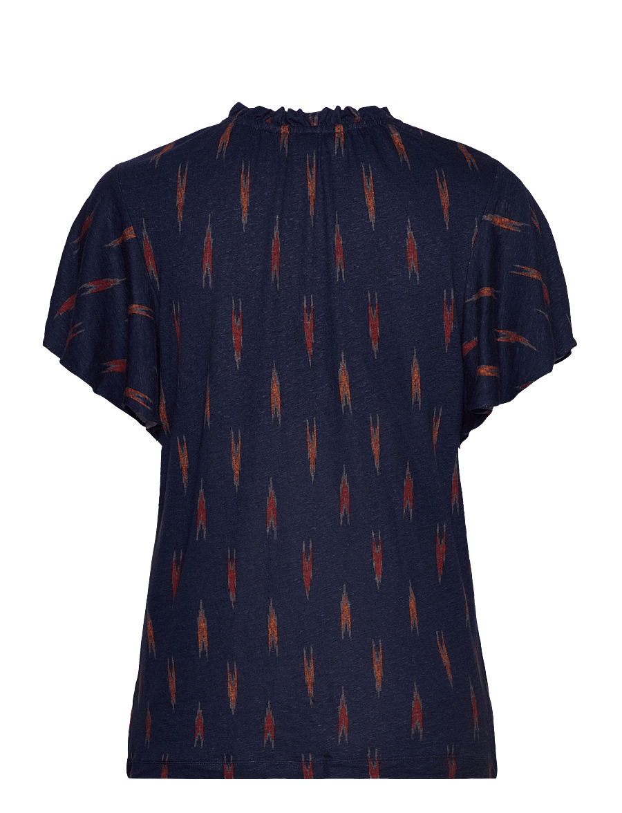 Lauren Ralph Lauren - Geo-Print Jersey Tie-Neck Top - navy multi - 1