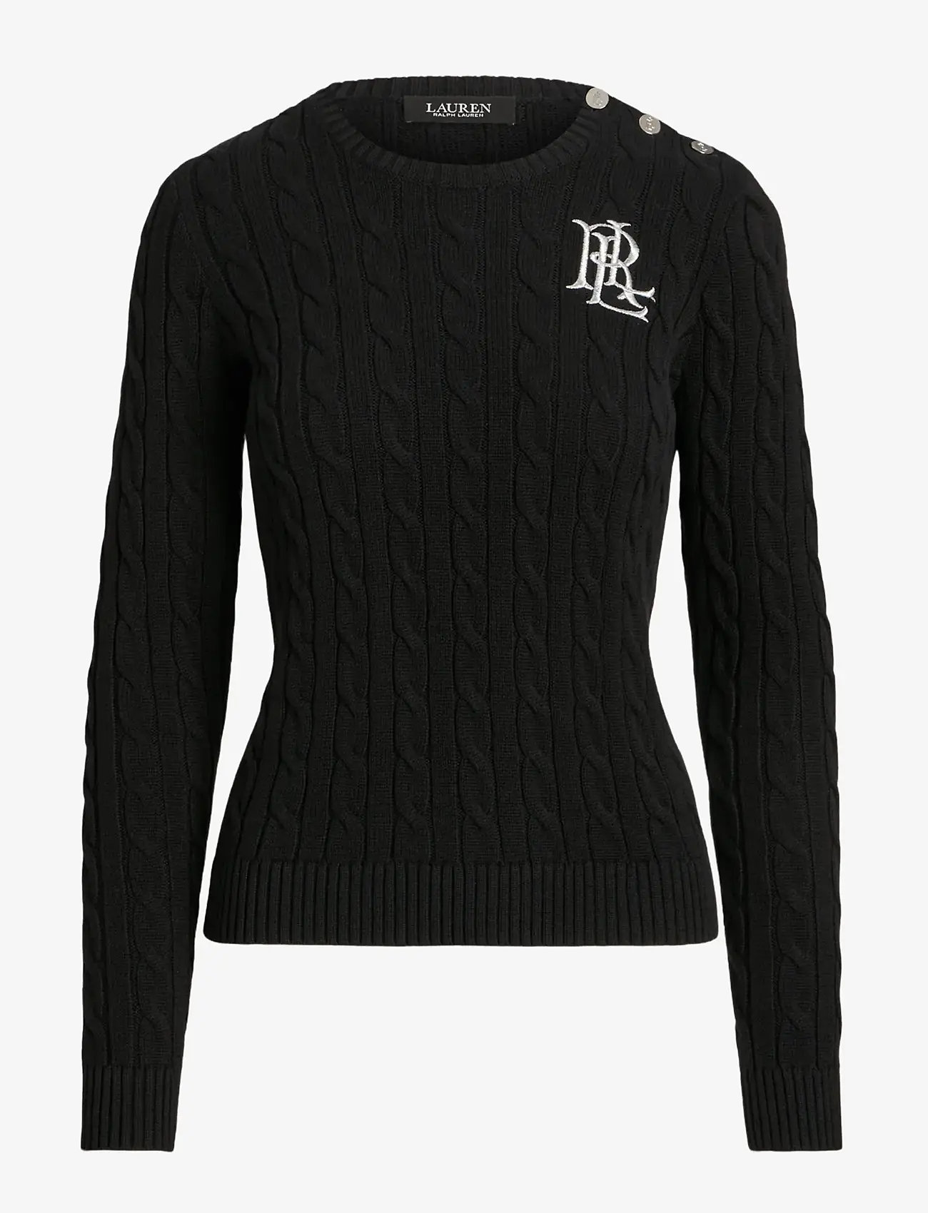 Lauren Ralph Lauren - GASSED COTTON-SWEATER - sweaters - black - 1