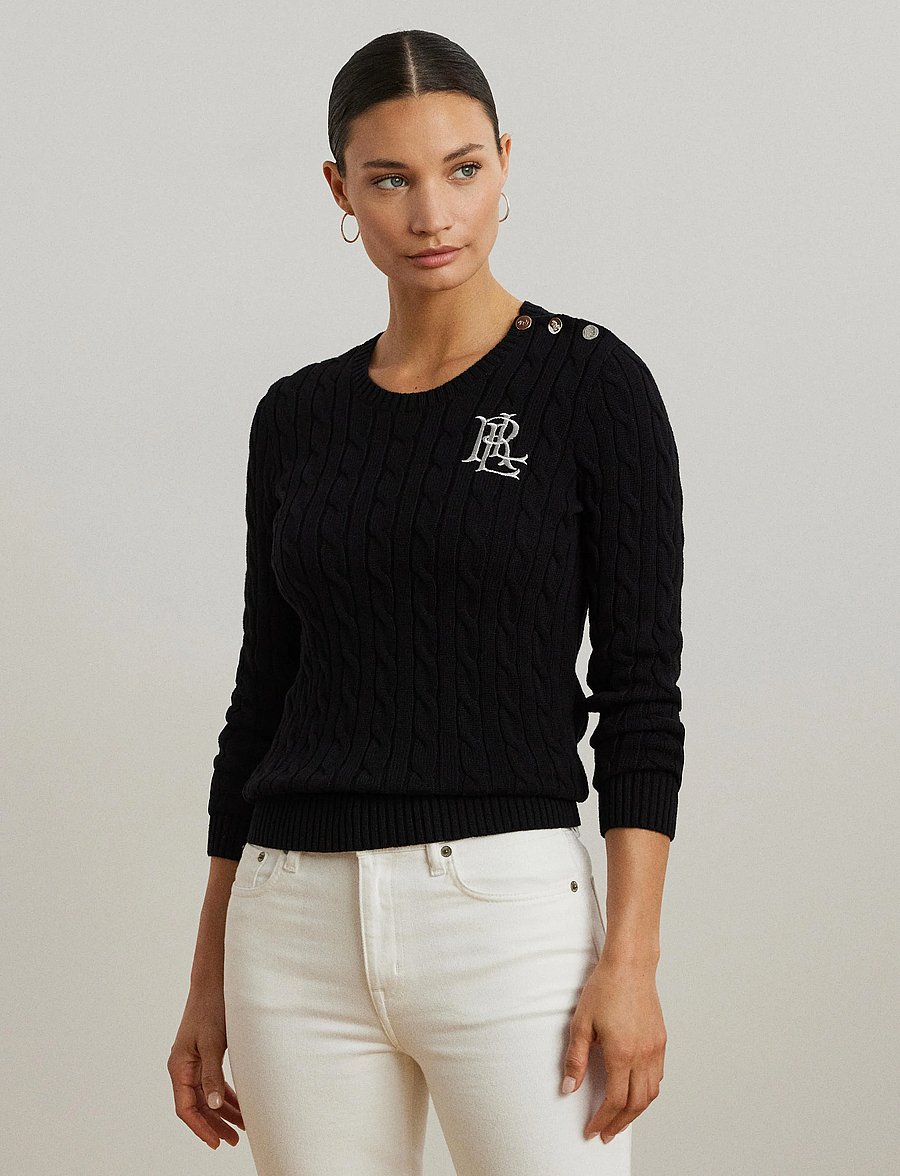 Lauren Ralph Lauren - GASSED COTTON-SWEATER - truien - black - 3