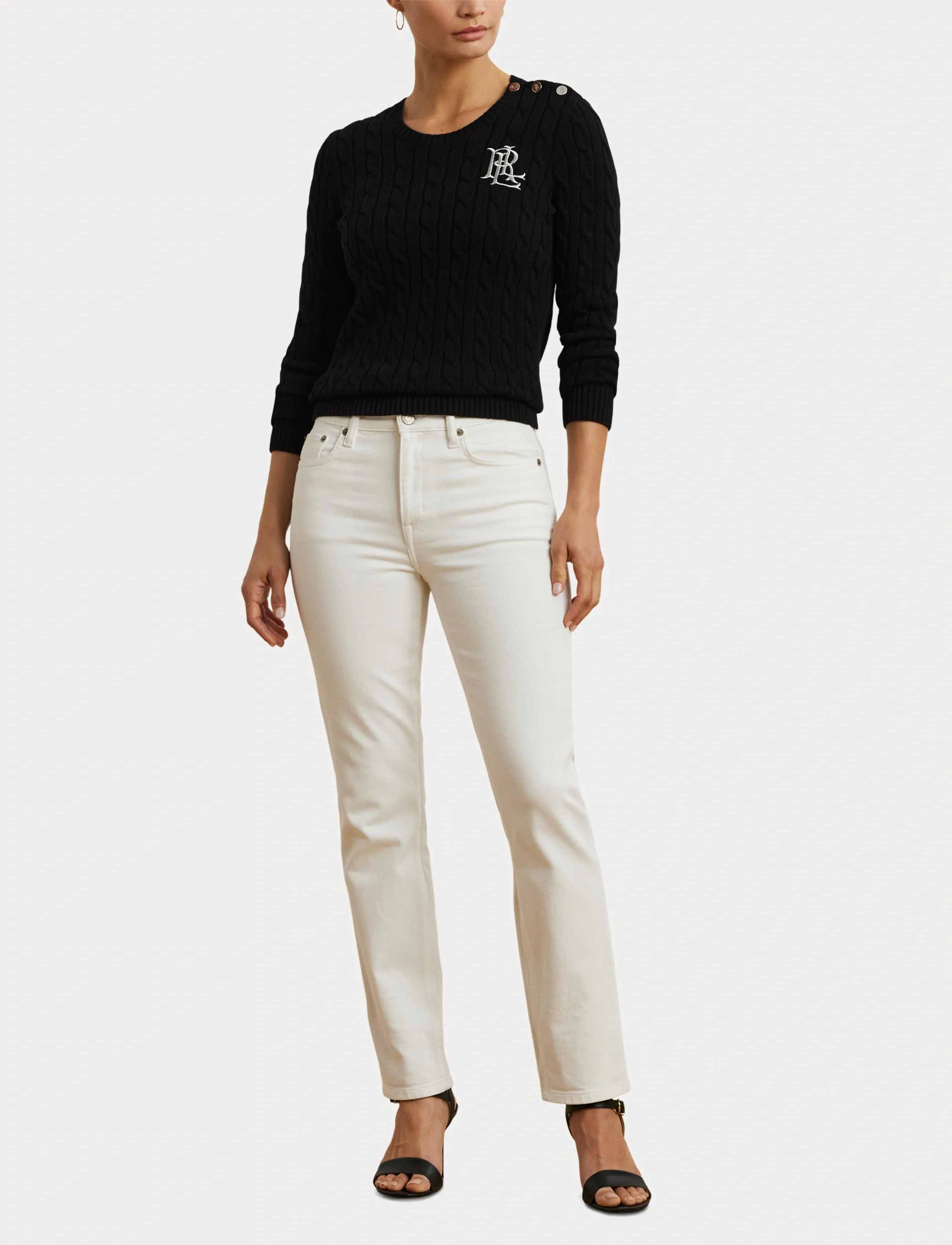 Lauren Ralph Lauren - GASSED COTTON-SWEATER - pullover - black - 4