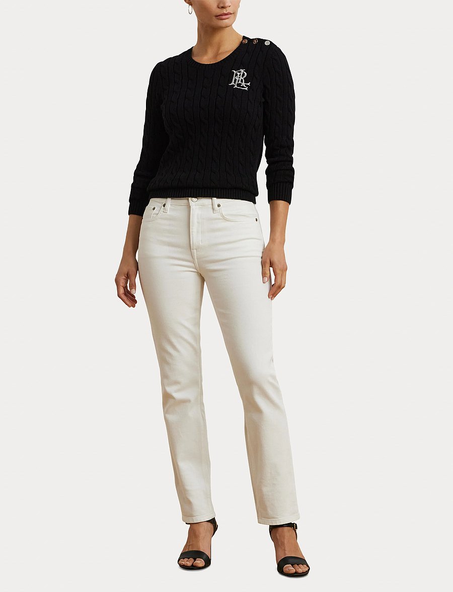 Lauren Ralph Lauren - GASSED COTTON-SWEATER - truien - black - 4