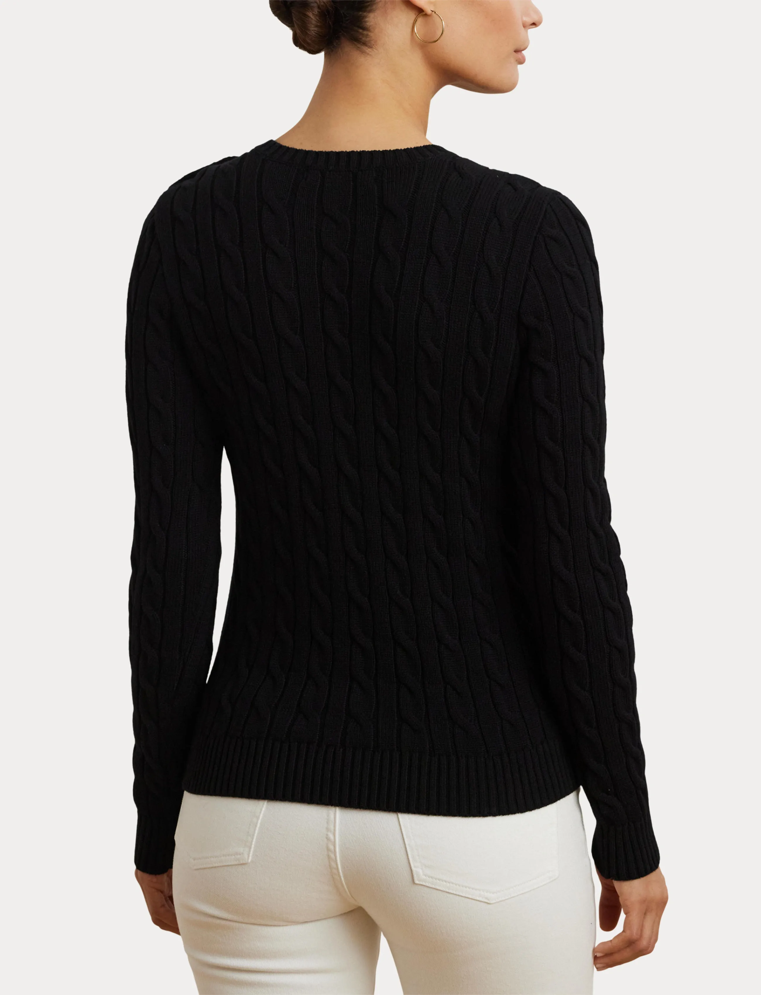 Lauren Ralph Lauren GASSED COTTON-SWEATER - Lauren Ralph Lauren - BLACK / black