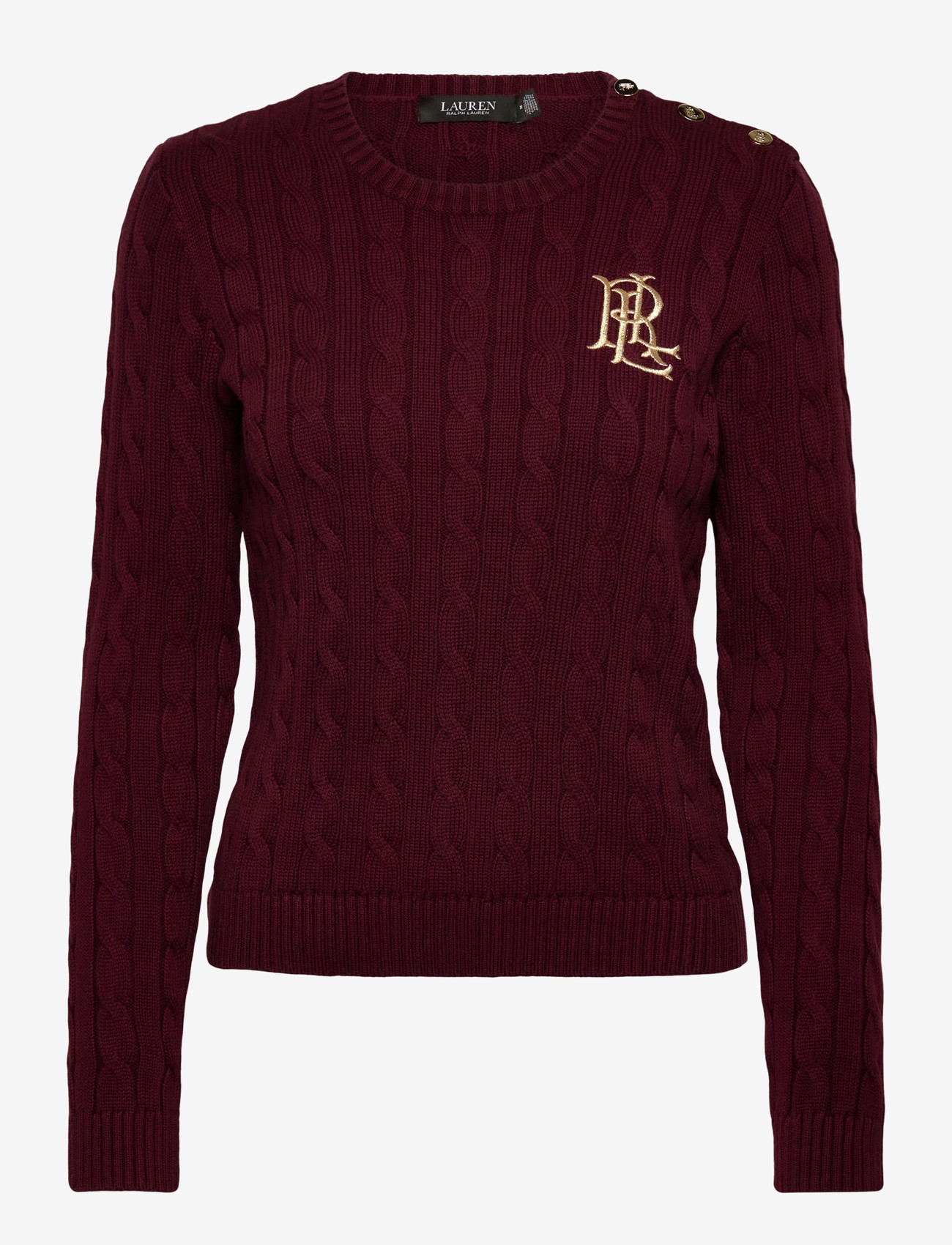 Lauren Ralph Lauren - GASSED COTTON-SWEATER - sweaters - dark garnet - 1