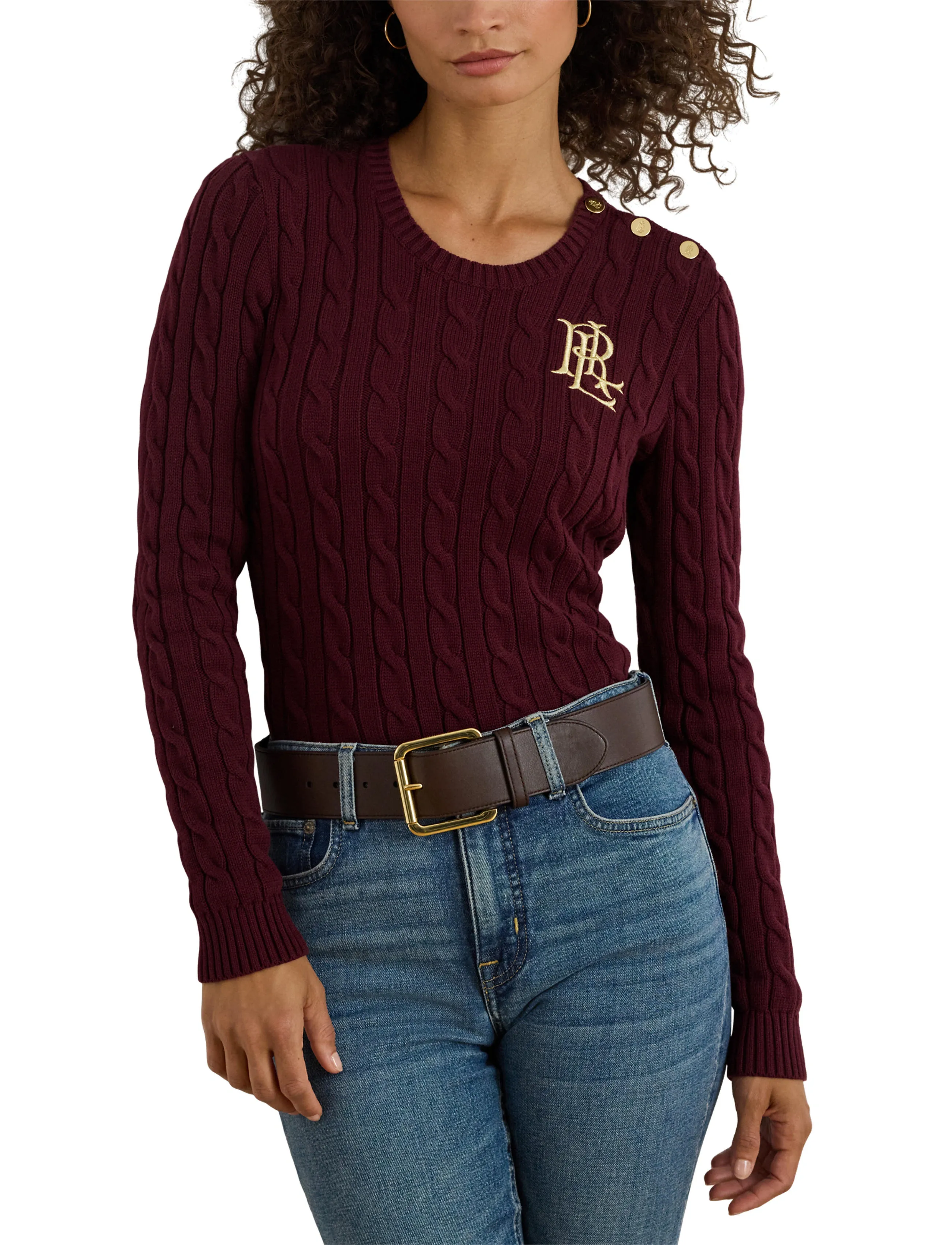 Lauren Ralph Lauren - GASSED COTTON-SWEATER - pullover - dark garnet - 5
