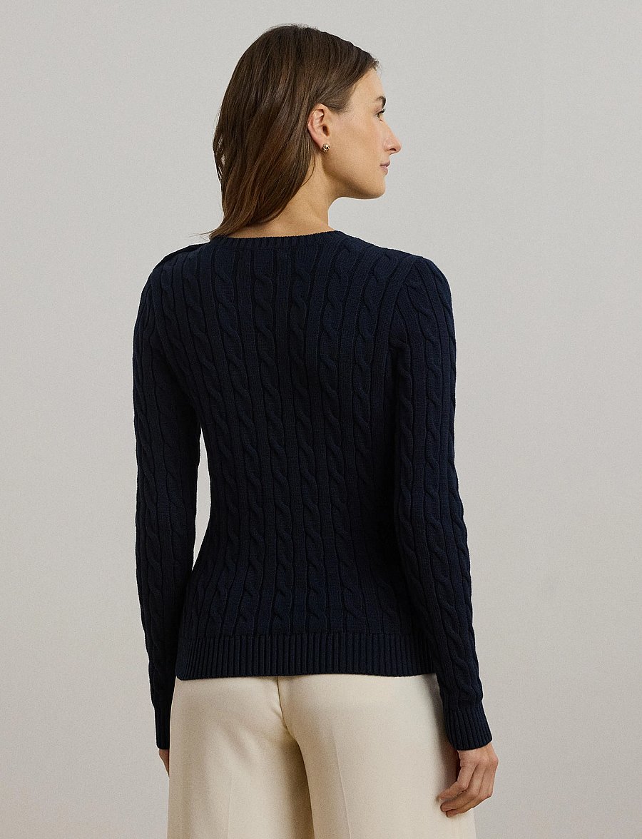 Lauren Ralph Lauren - Button-Trim Cable-Knit Cotton Sweater - sviitrid - lauren navy - 2