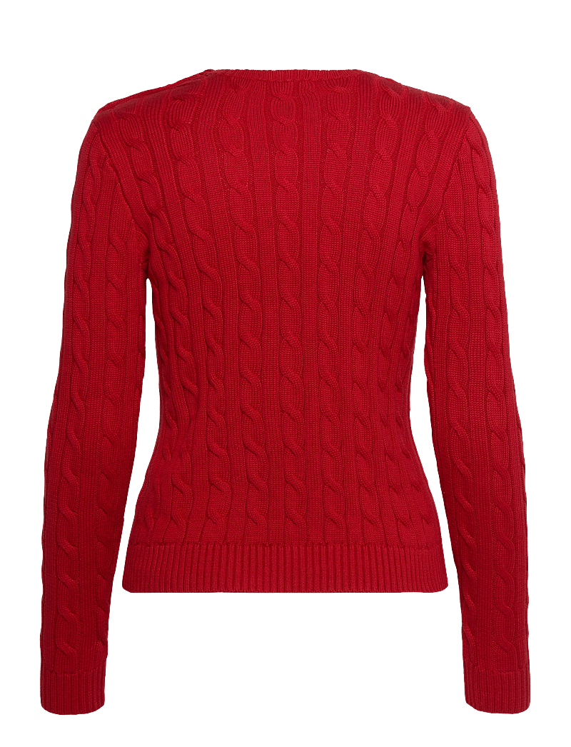 Lauren Ralph Lauren - Button-Trim Cable-Knit Cotton Sweater - tröjor - madison red - 2