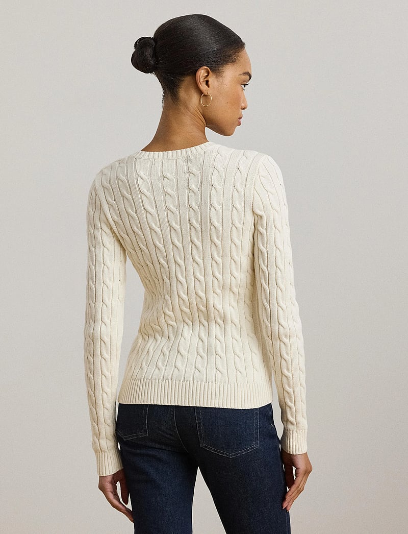 Lauren Ralph Lauren - Button-Trim Cable-Knit Cotton Sweater - trøjer - mascarpone cream - 2
