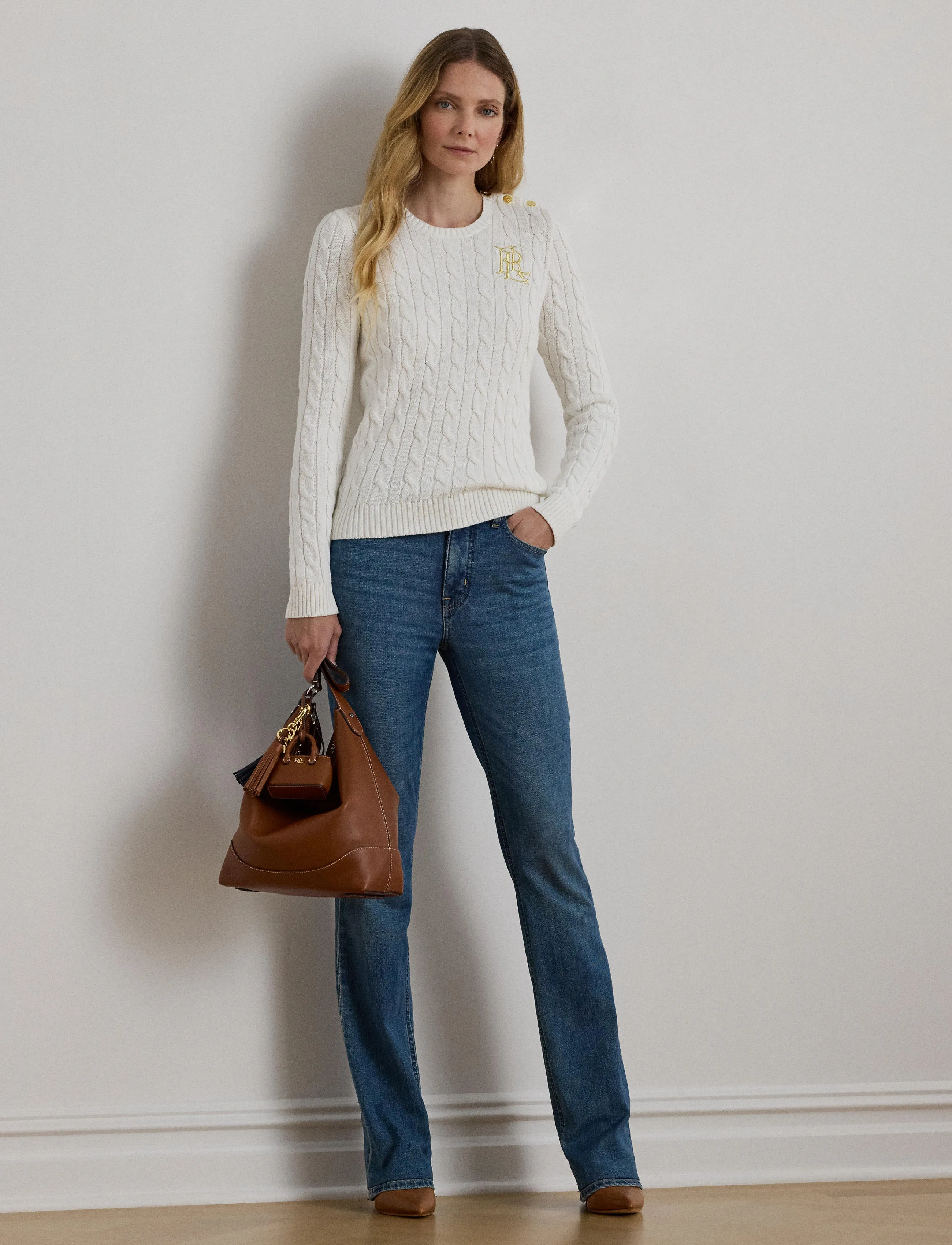 Lauren Ralph Lauren - GASSED COTTON-SWEATER - džemperi - mascarpone cream - 2