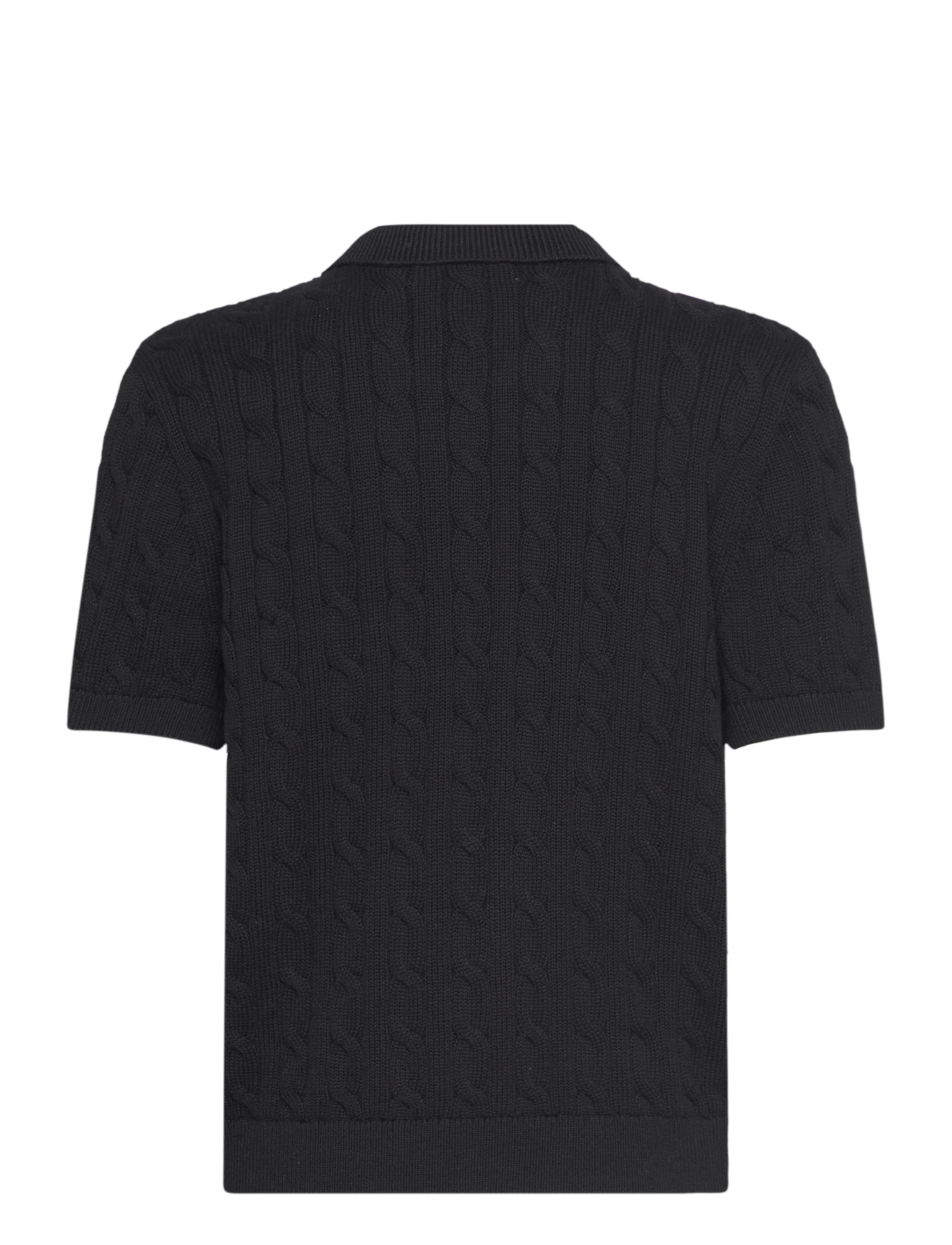 Lauren Ralph Lauren - Cable-Knit Cotton Polo Sweater - pulls - black - 2