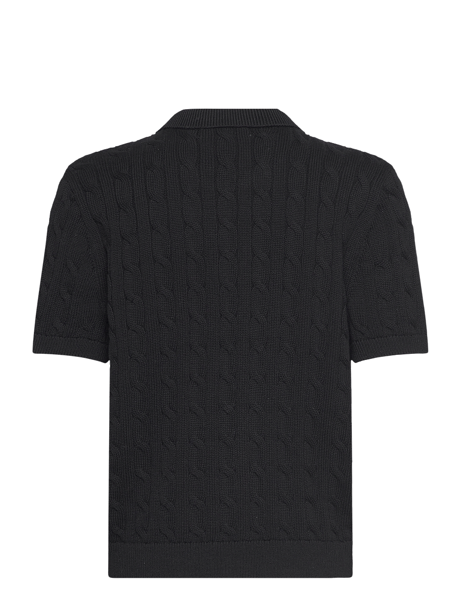 Lauren Ralph Lauren - Cable-Knit Cotton Polo Sweater - pulls - black - 2