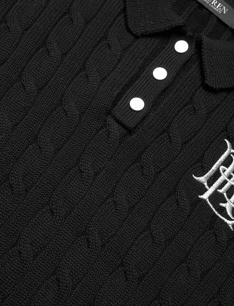 Lauren Ralph Lauren - Cable-Knit Cotton Polo Sweater - stickade tröjor - black - 2