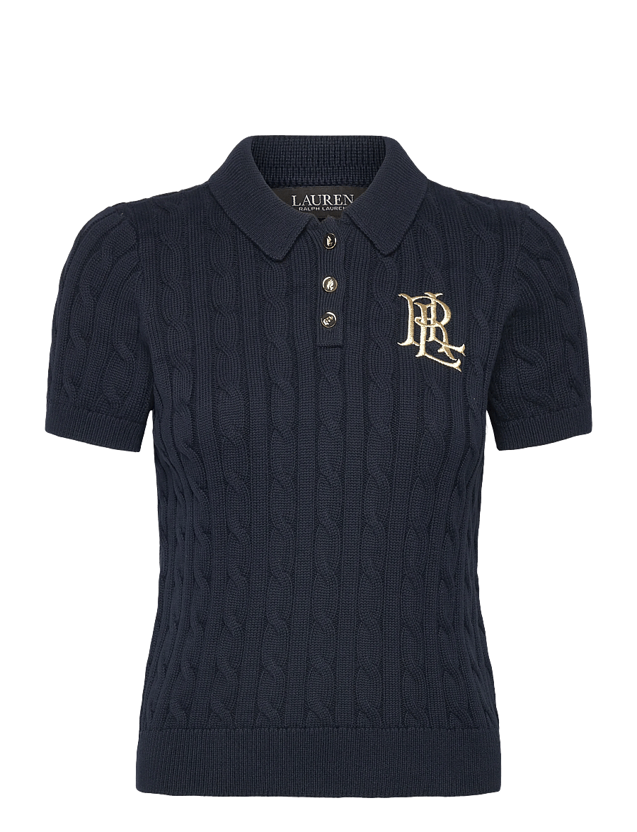 Lauren Ralph Lauren - Cable-Knit Cotton Polo Sweater - striktrøjer - lauren navy - 1