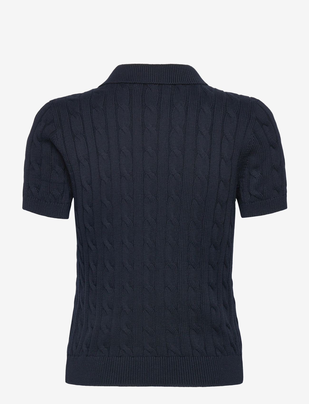 Lauren Ralph Lauren - Cable-Knit Cotton Polo Sweater - stickade tröjor - lauren navy - 1