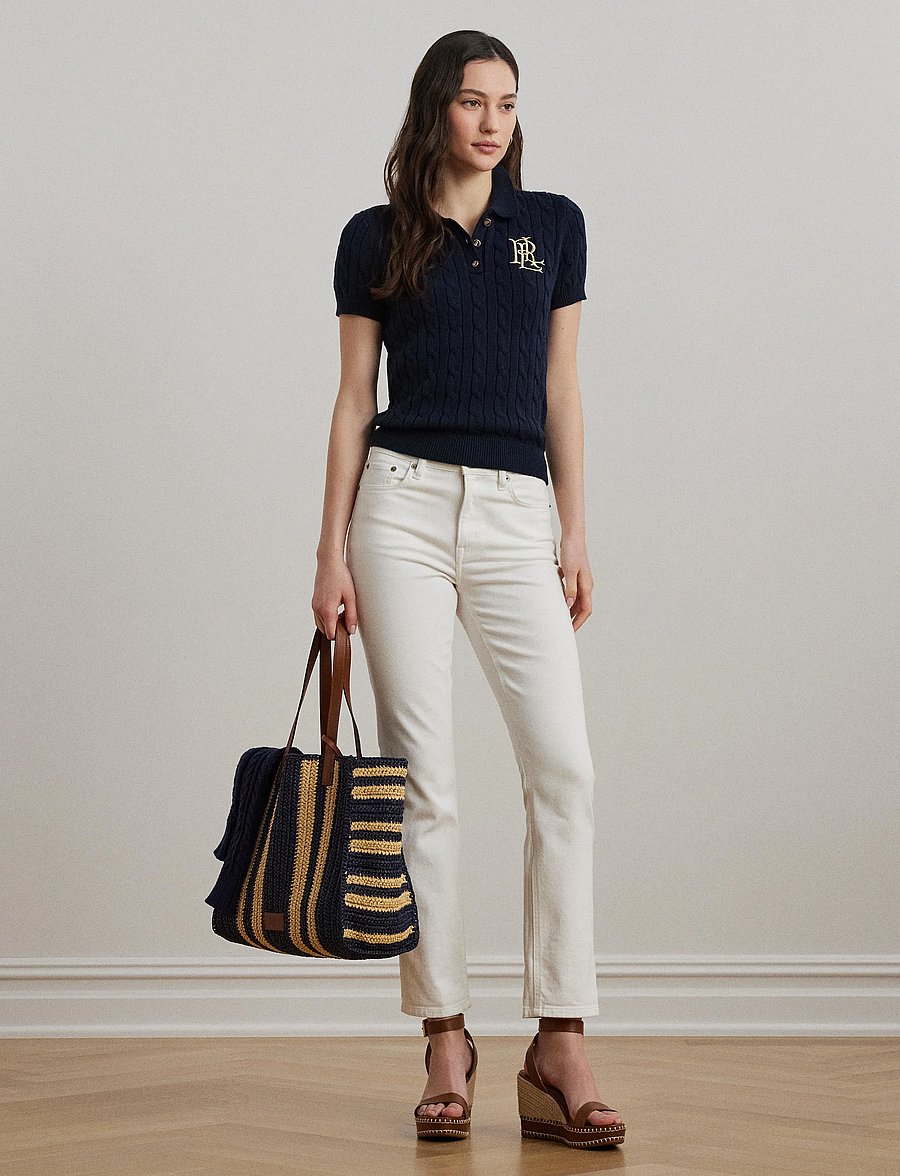 Lauren Ralph Lauren - Cable-Knit Cotton Polo Sweater - sviitrid - lauren navy - 3