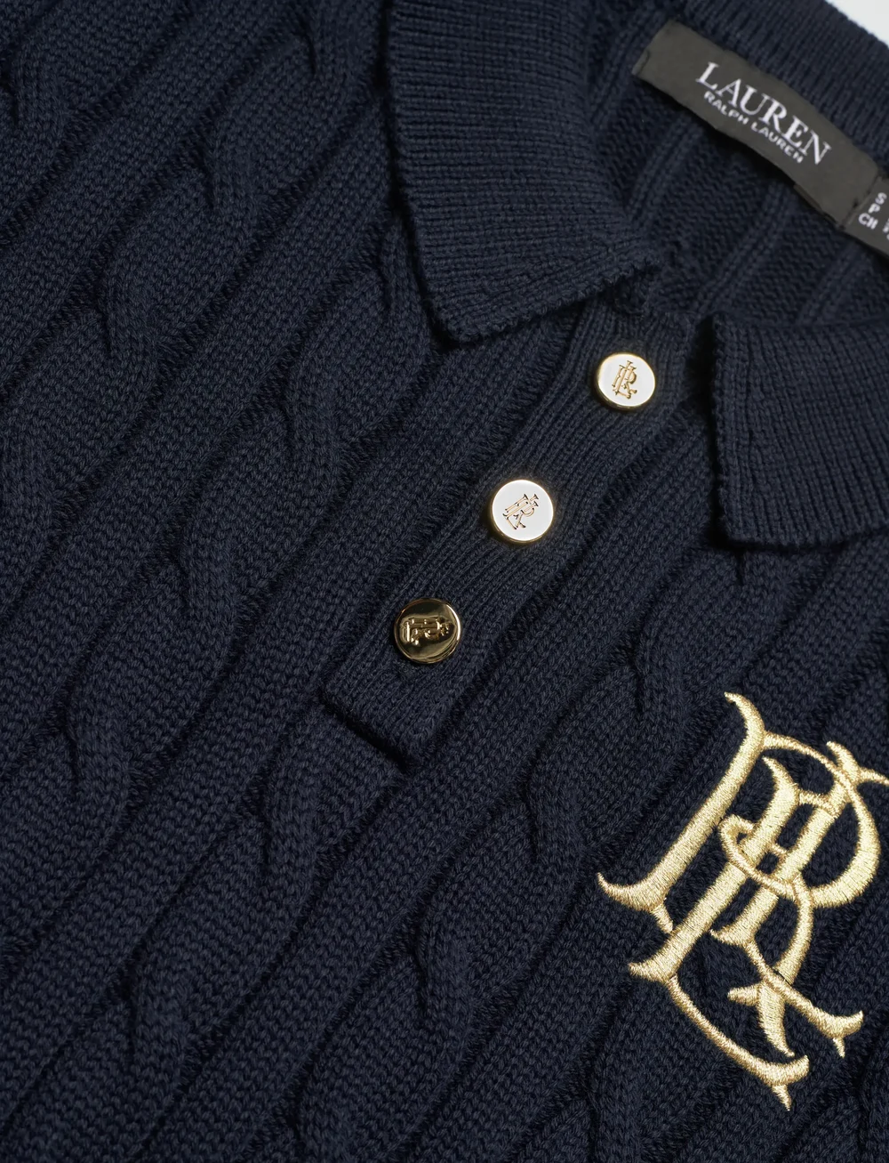 Lauren Ralph Lauren - Cable-Knit Cotton Polo Sweater - sweaters - lauren navy - 2