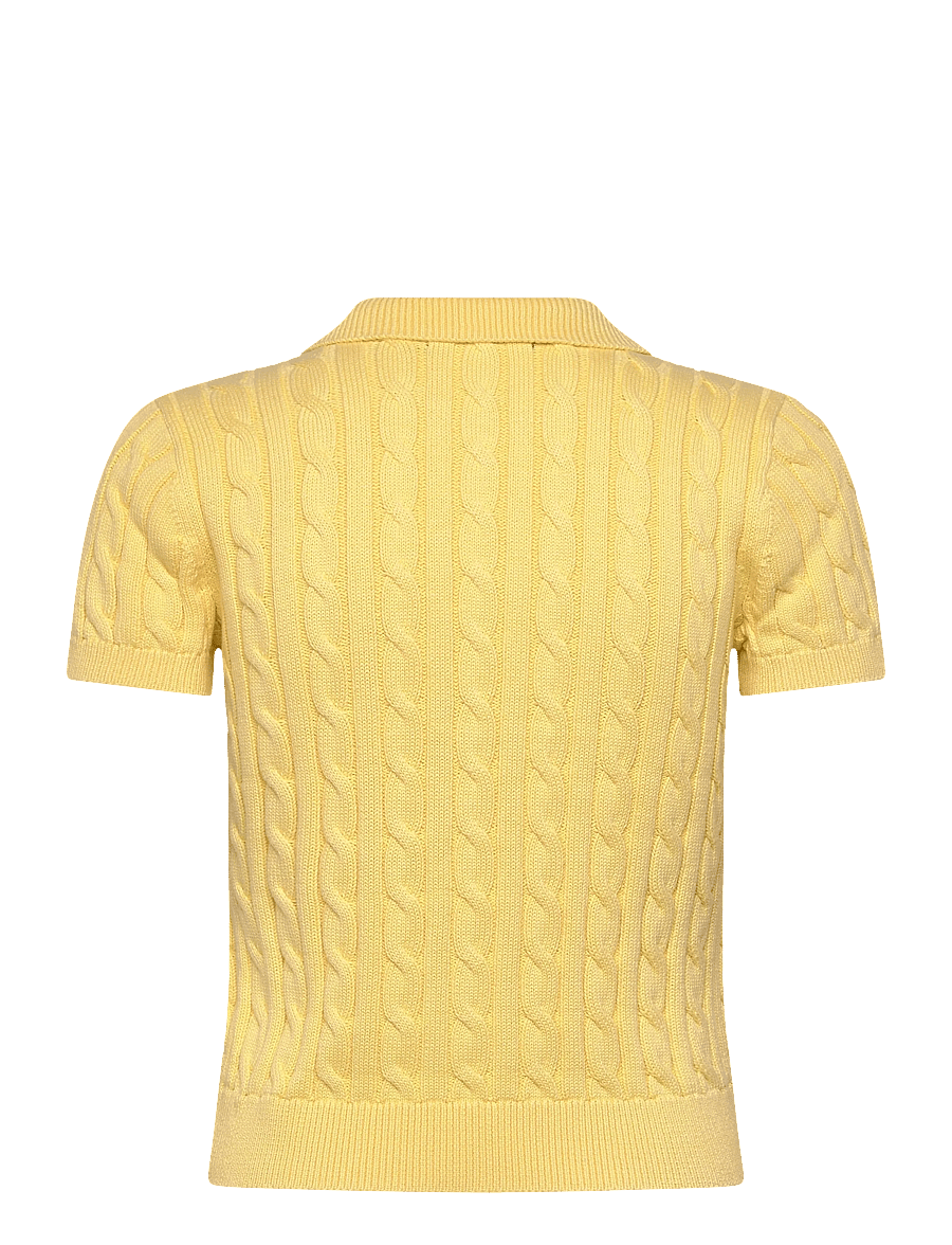 Lauren Ralph Lauren - Cable-Knit Cotton Polo Sweater - striktrøjer - lemon sorbet - 2