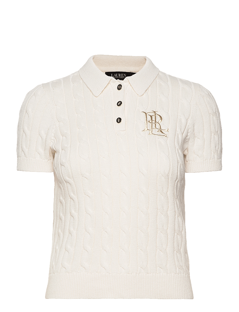 Lauren Ralph Lauren - Cable-Knit Cotton Polo Sweater - striktrøjer - mascarpone cream - 0