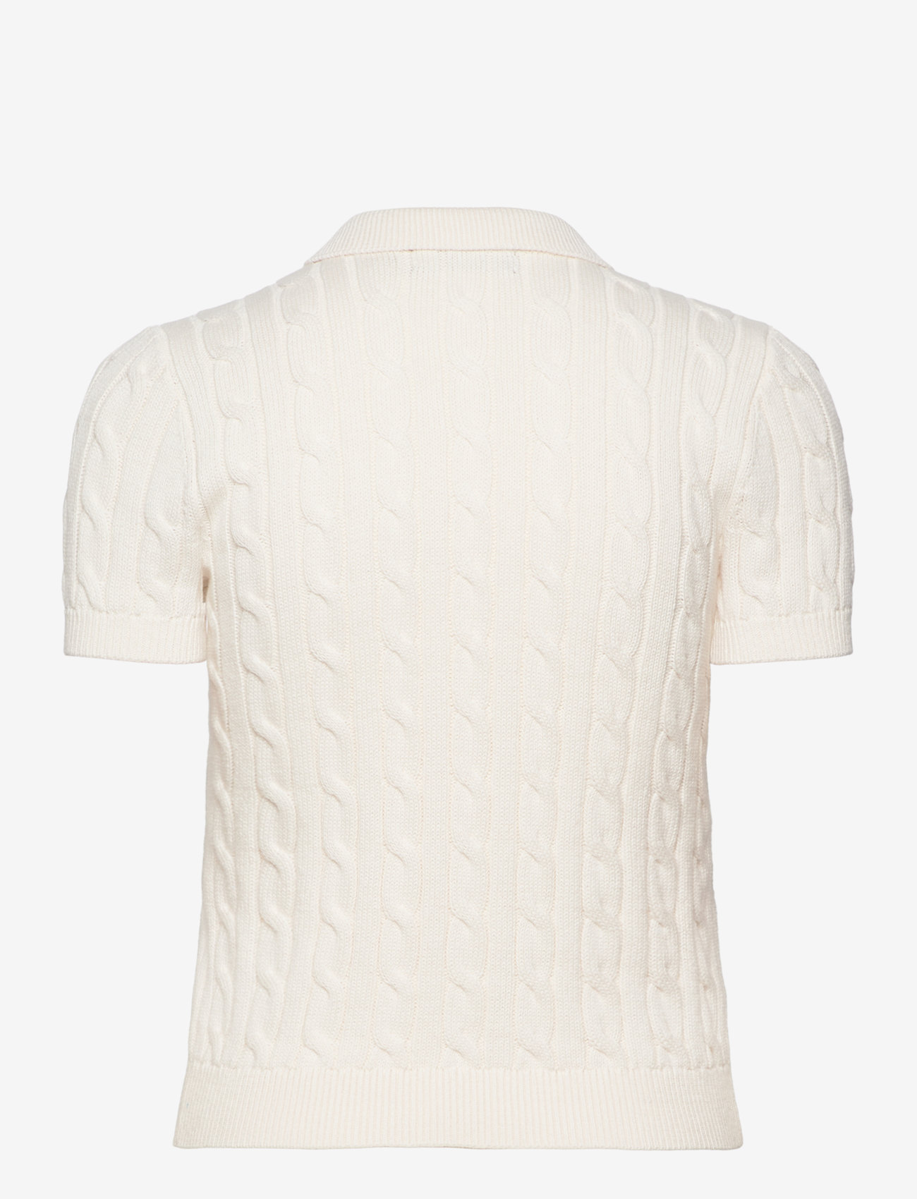 Lauren Ralph Lauren - Cable-Knit Cotton Polo Sweater - striktrøjer - mascarpone cream - 1
