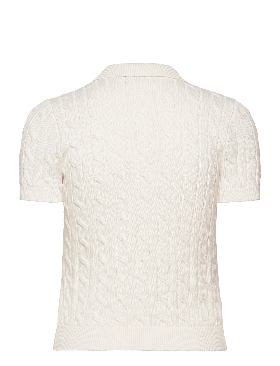 Lauren Ralph Lauren - Cable-Knit Cotton Polo Sweater - striktrøjer - mascarpone cream - 2