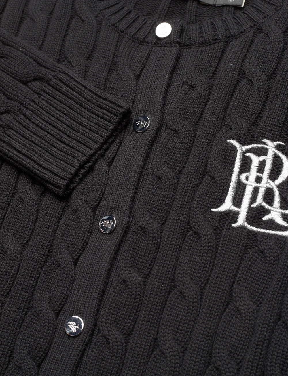 Lauren Ralph Lauren - Cable-Knit Cotton Cardigan - peysur - black - 5