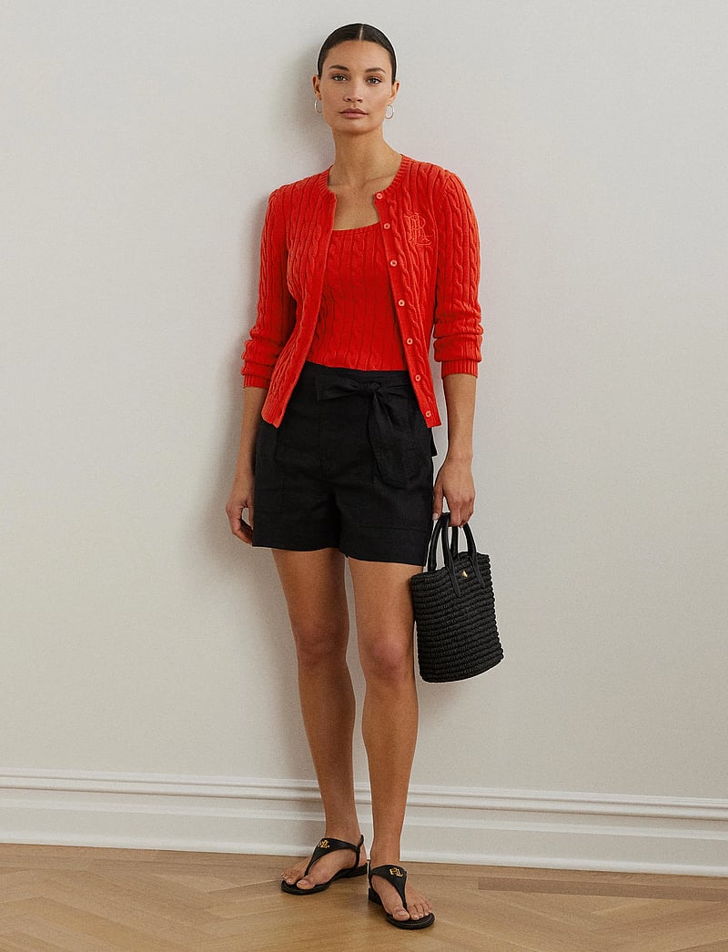 Lauren Ralph Lauren - Cable-Knit Cotton Cardigan - trøjer - bright vermilion - 0