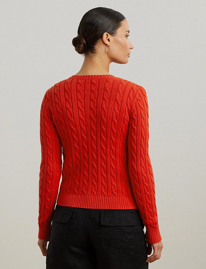 Lauren Ralph Lauren - Cable-Knit Cotton Cardigan - trøjer - bright vermilion - 2