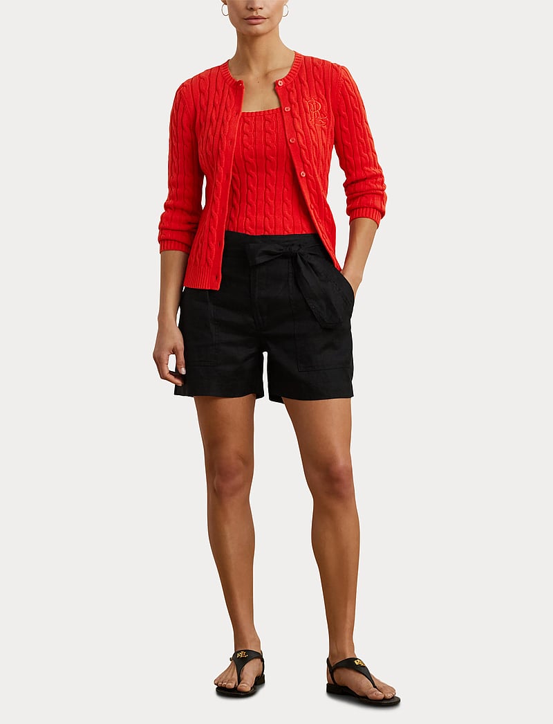 Lauren Ralph Lauren - Cable-Knit Cotton Cardigan - trøjer - bright vermilion - 4