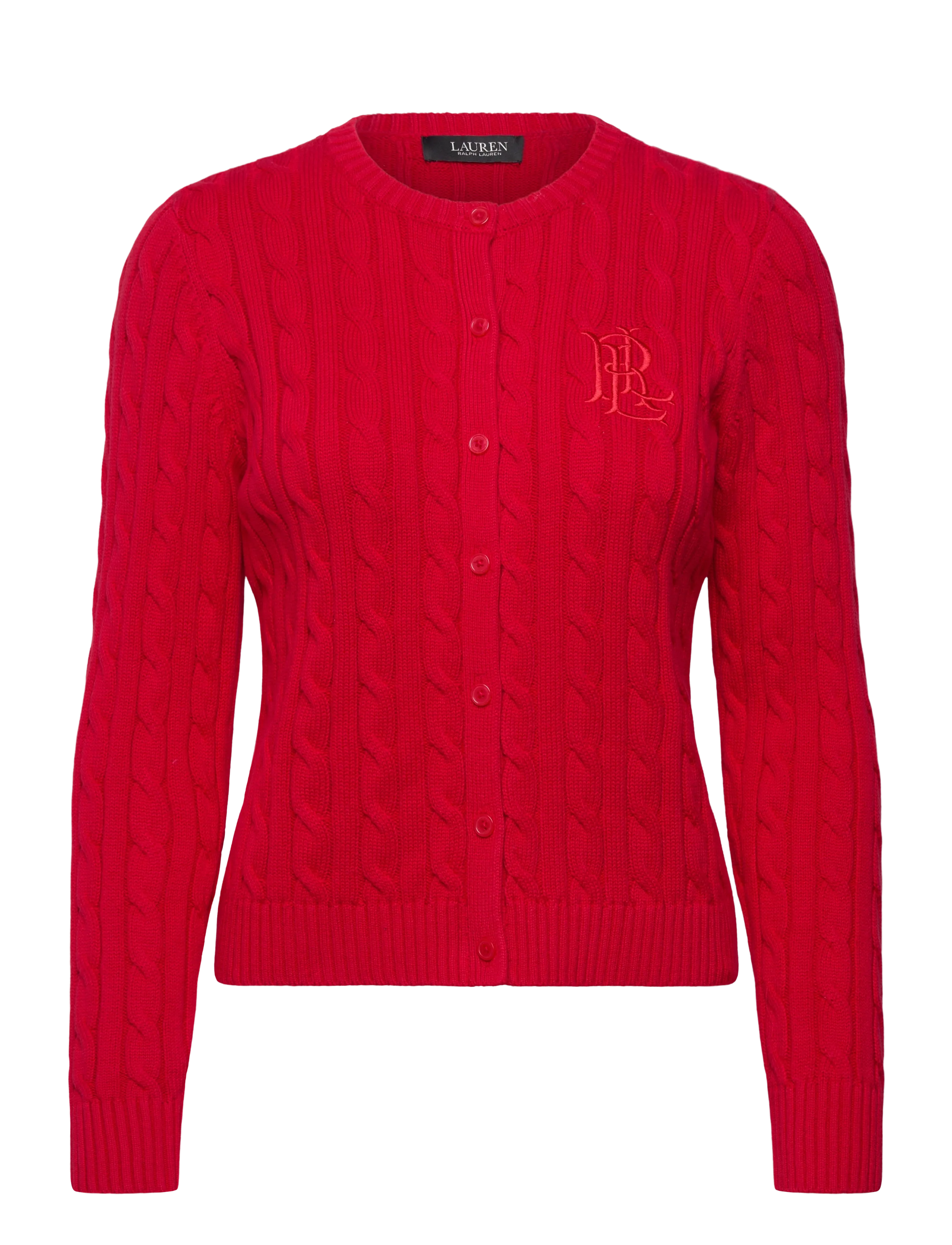 Lauren Ralph Lauren Cable-Knit Cotton Cardigan - Ralph Lauren - CRUISE RED / red