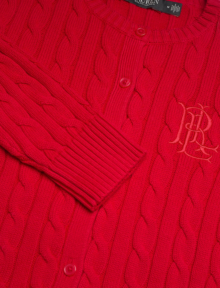 Lauren Ralph Lauren - GASSED COTTON-CARDIGAN - cardigans - cruise red - 4
