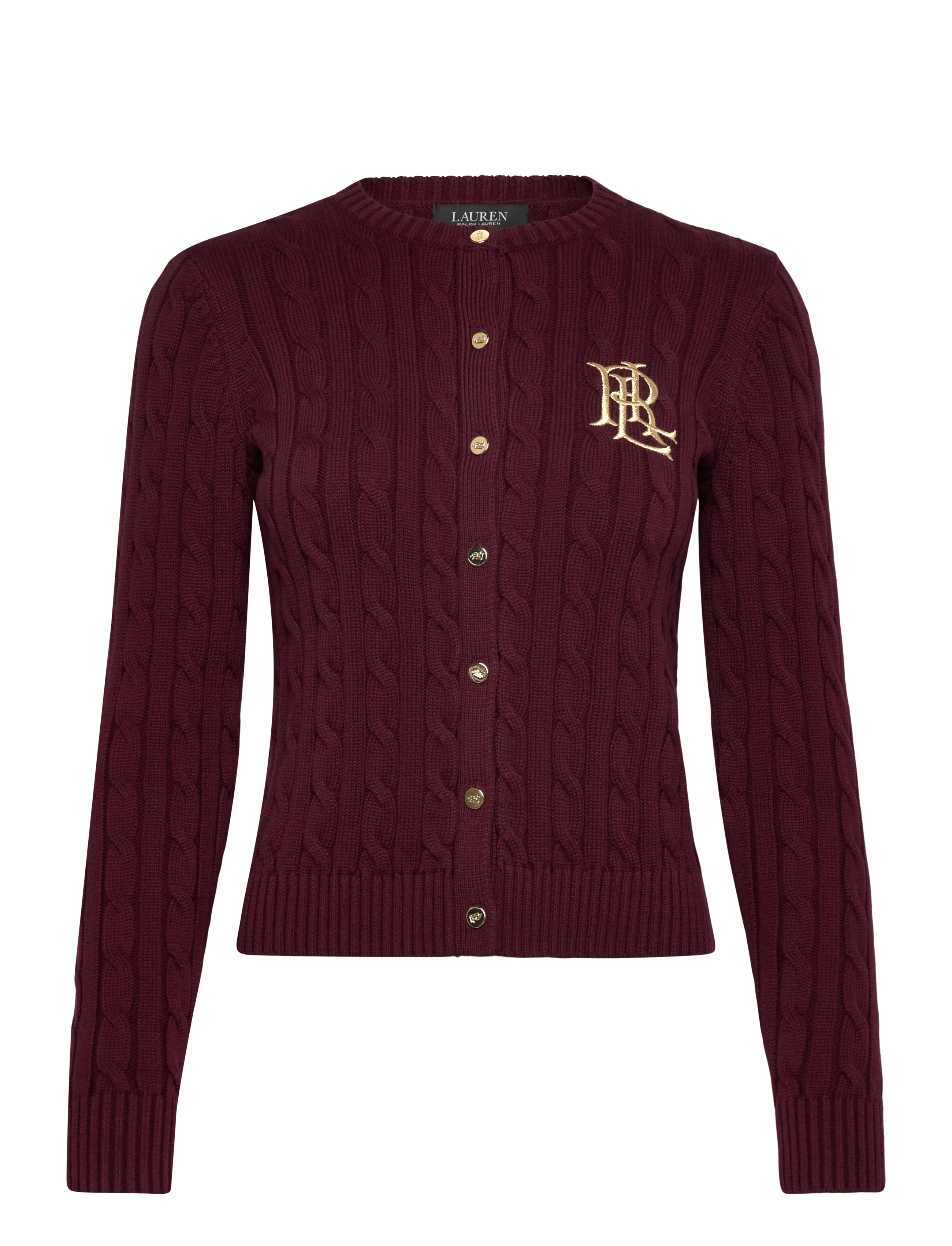 Lauren Ralph Lauren GASSED COTTON-CARDIGAN - Cardigans - DARK GARNET / burgundy