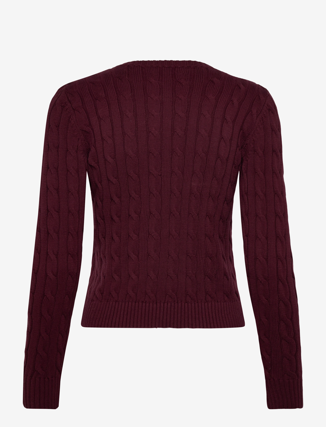 Lauren Ralph Lauren - Cable-Knit Cotton Cardigan - trøjer - dark garnet - 1