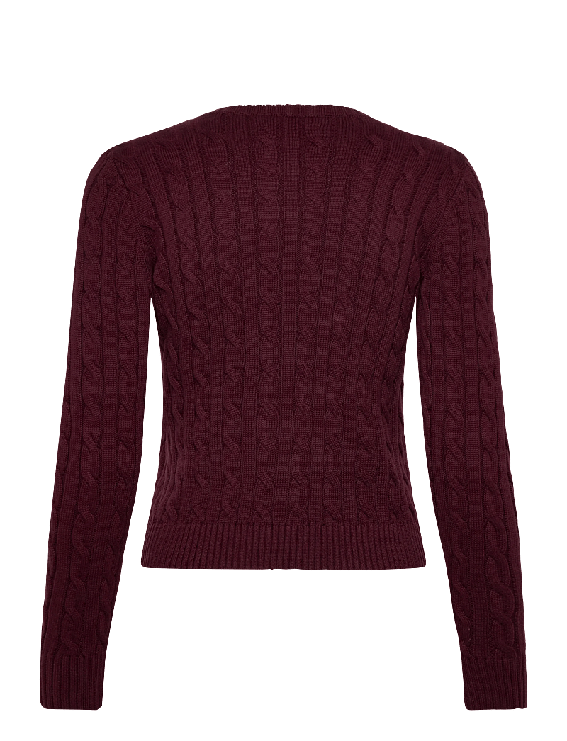Lauren Ralph Lauren - Cable-Knit Cotton Cardigan - trøjer - dark garnet - 1