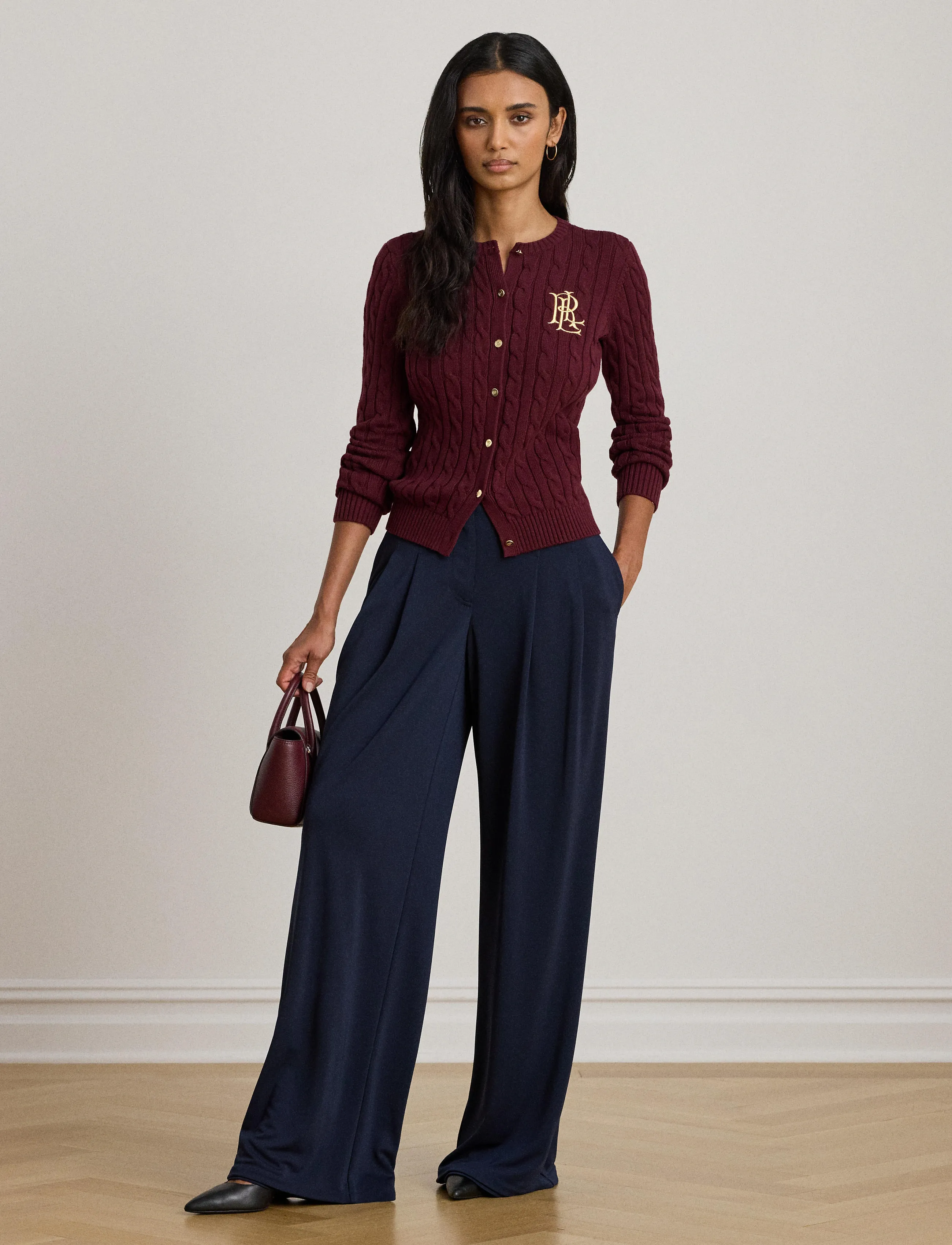 Lauren Ralph Lauren - GASSED COTTON-CARDIGAN - gilets - dark garnet - 3