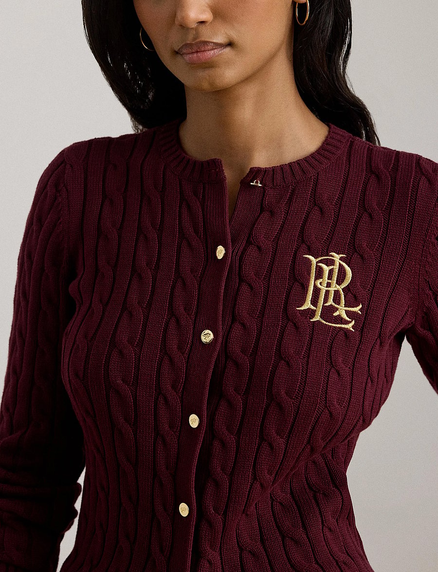 Lauren Ralph Lauren - GASSED COTTON-CARDIGAN - gilets - dark garnet - 4