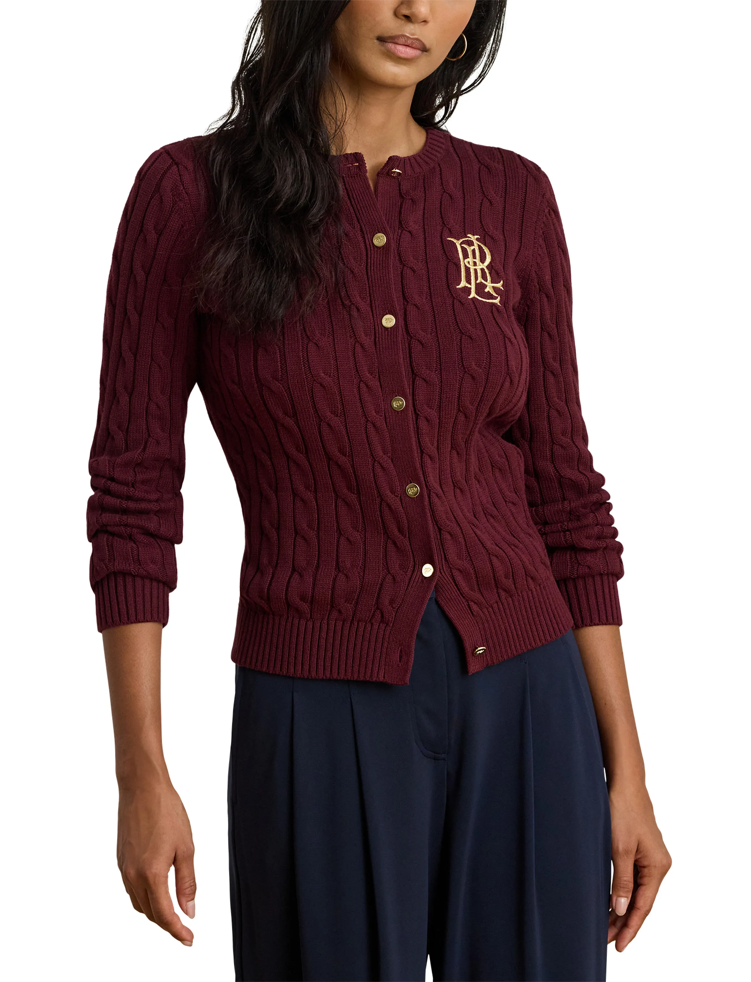 Lauren Ralph Lauren - GASSED COTTON-CARDIGAN - gilets - dark garnet - 5