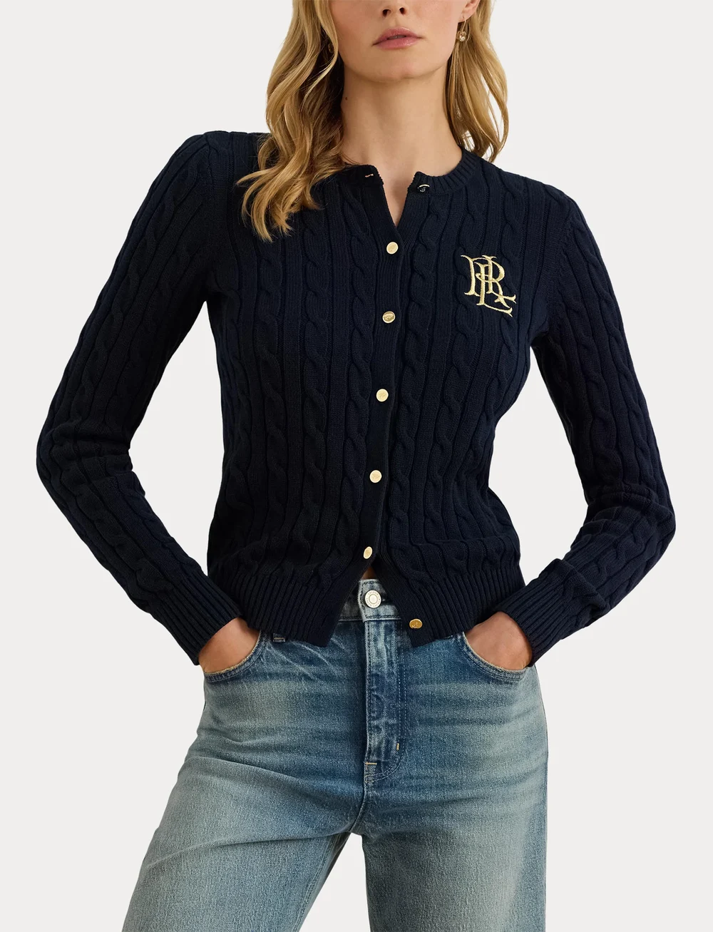 Lauren Ralph Lauren - Cable-Knit Cotton Cardigan - sweaters - lauren navy - 4