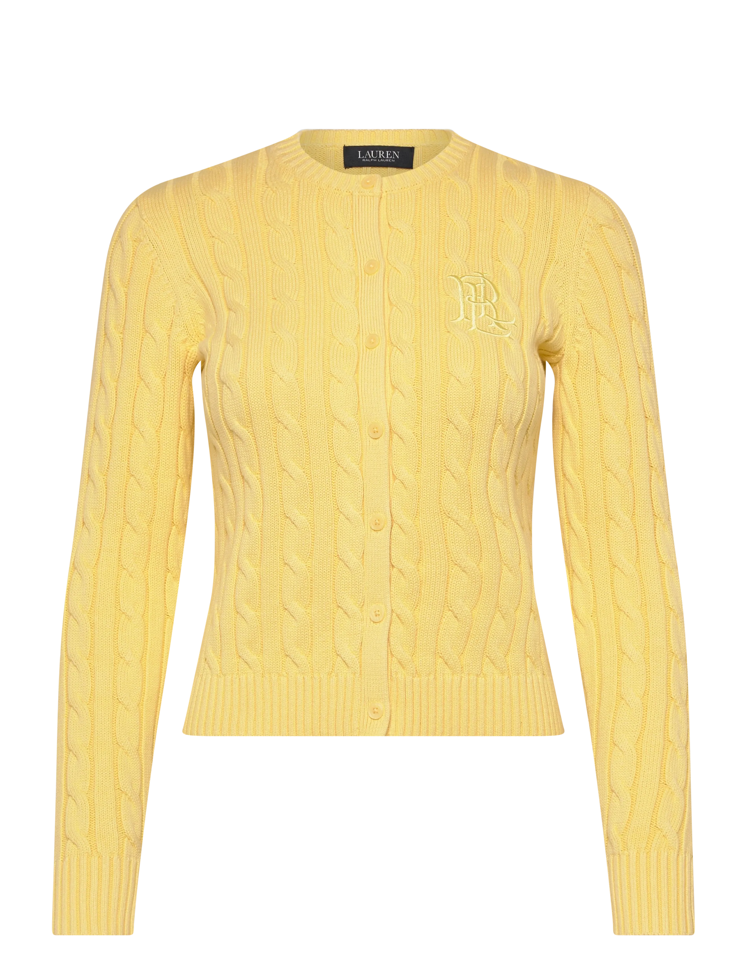 Lauren Ralph Lauren GASSED COTTON-CARDIGAN - Cardigans - LEMON SORBET / yellow