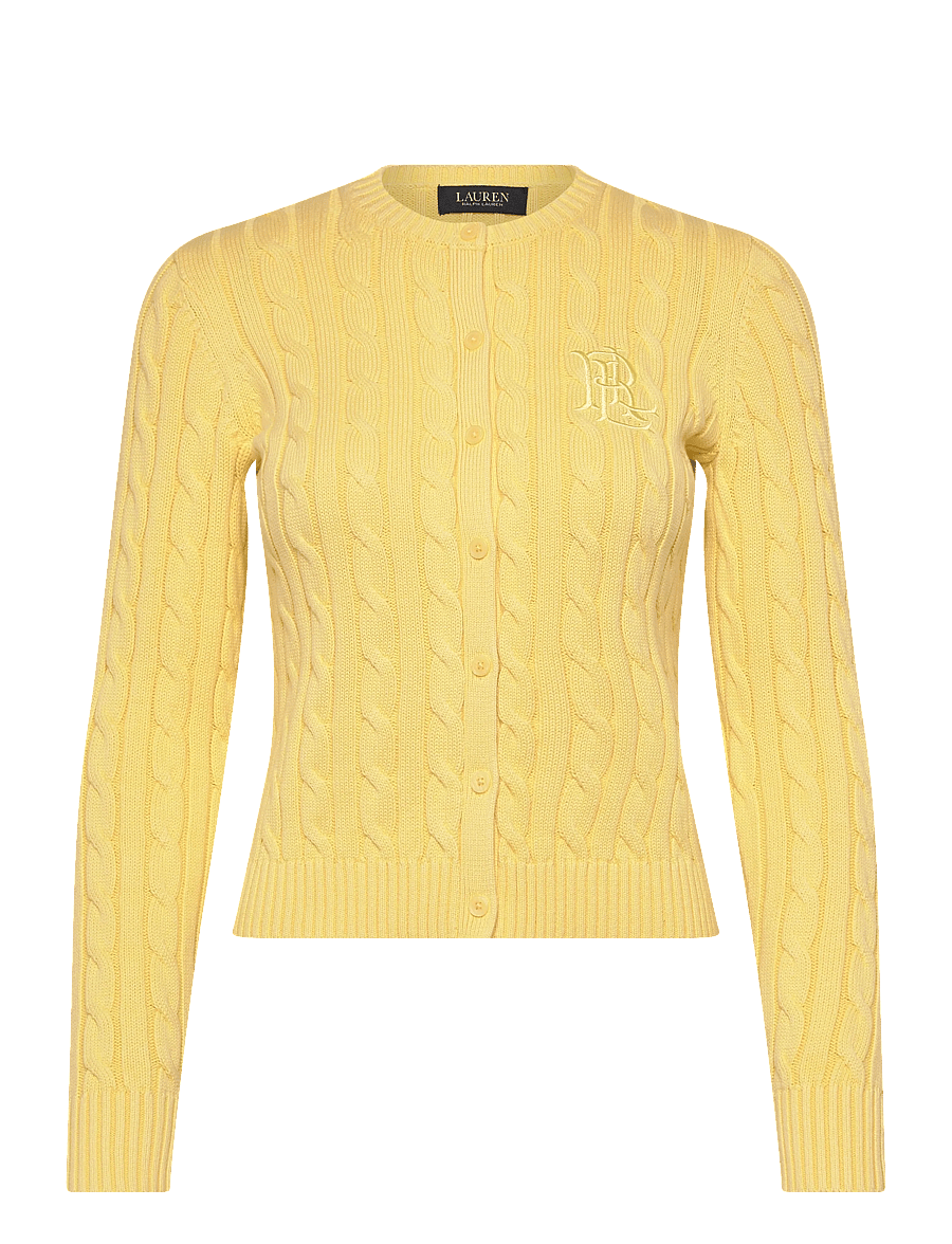 Lauren Ralph Lauren - Cable-Knit Cotton Cardigan - cardigans - lemon sorbet - 1