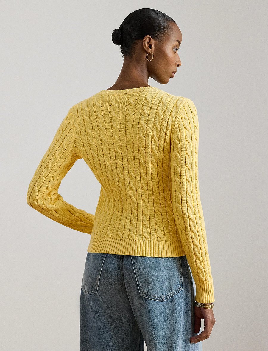 Lauren Ralph Lauren - Cable-Knit Cotton Cardigan - cardigans - lemon sorbet - 0